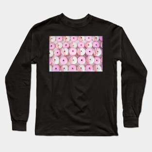 Pink and White Frosted Donut Long Sleeve T-Shirt